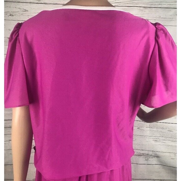 True Vintage Dress Size 13/14 Laurel Ridge Pink White Pleated Polyester Retro - Picture 10 of 12